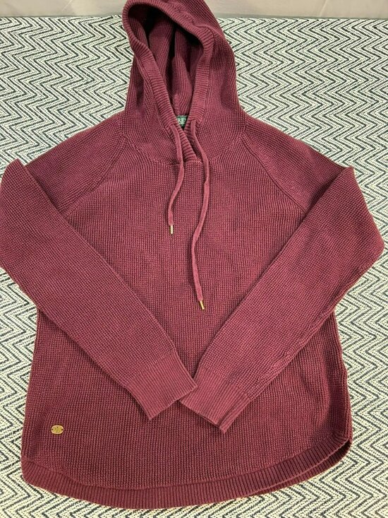 Lauren Ralph Lauren Tops - Lauren Ralph Lauren Womens Knit Hoodie Burgundy M Cotton Casual Pre-Owned
